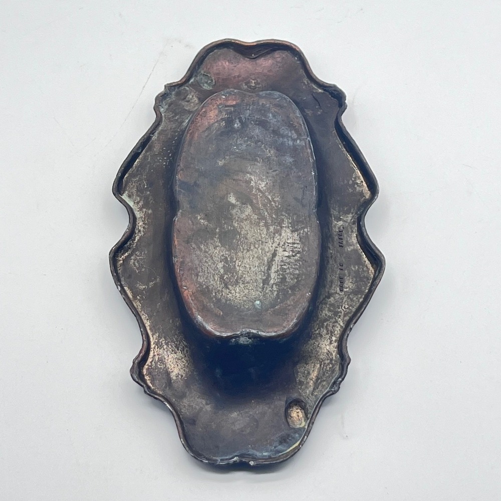 Vintage Vanity Tray Trinket Dish Metal Ornate Art Nouveau Made in Japan - Picture 9 of 14